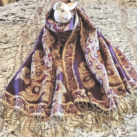 *Sold* Beautiful wine colored peacock scarf/wrap. - Picture 1 of 4